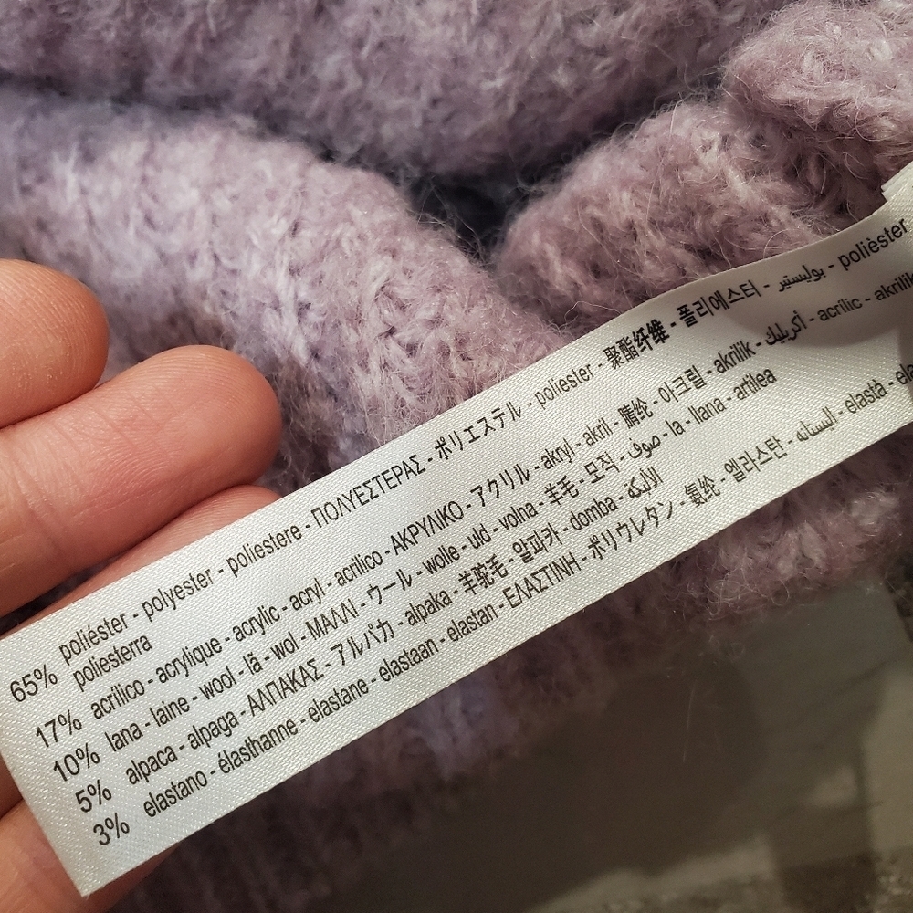 Zara Chunky Heathered Lavender Knit Sweater Cardigan. Oversized S. Alpaga. Wool. - Picture 4 of 6